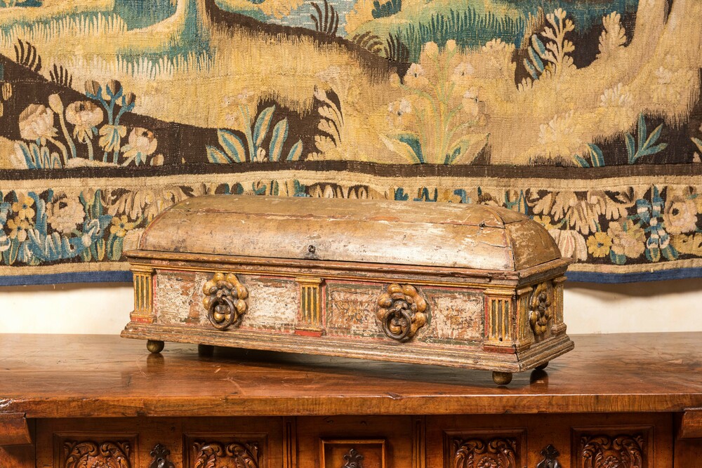 A polychrome wooden coffer with domed top, Italy, 2nd half 16th C.