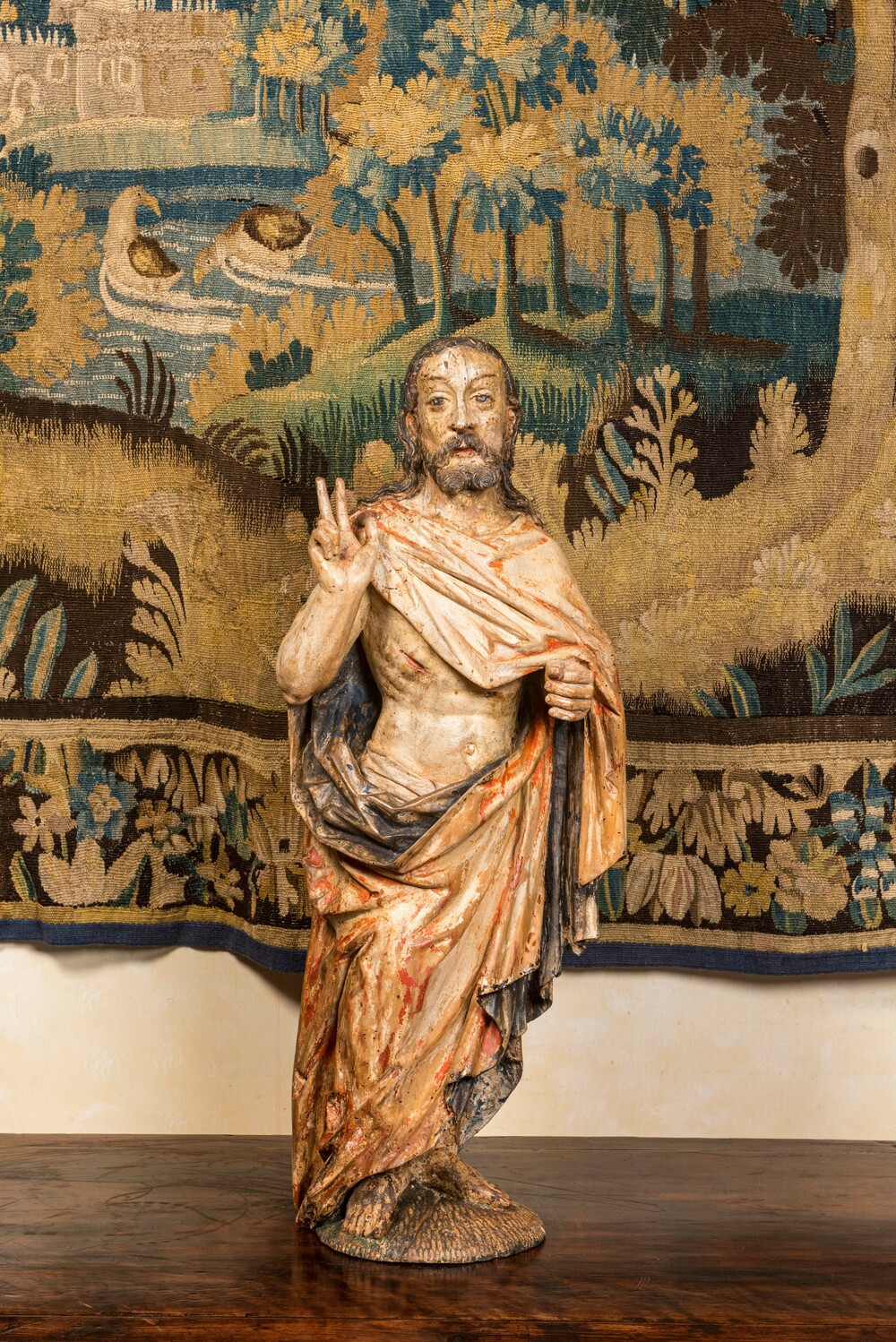 A large polychromed basswooden figure of Christ, Southern Germany, mid 16th C.