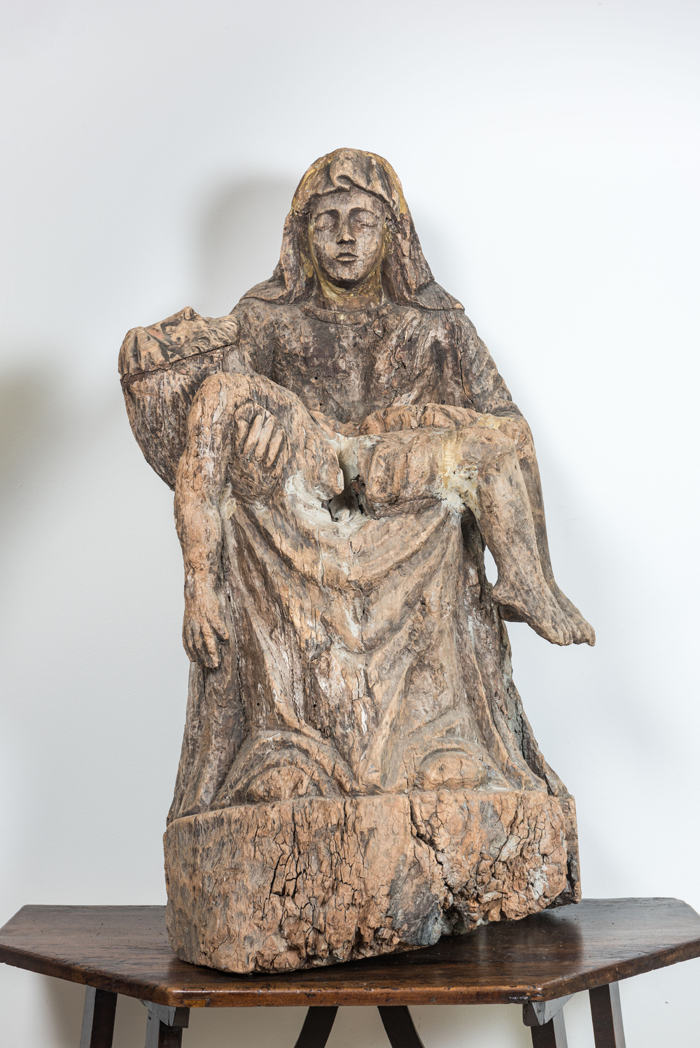 A 17th C. style large wooden Pieta, North of France