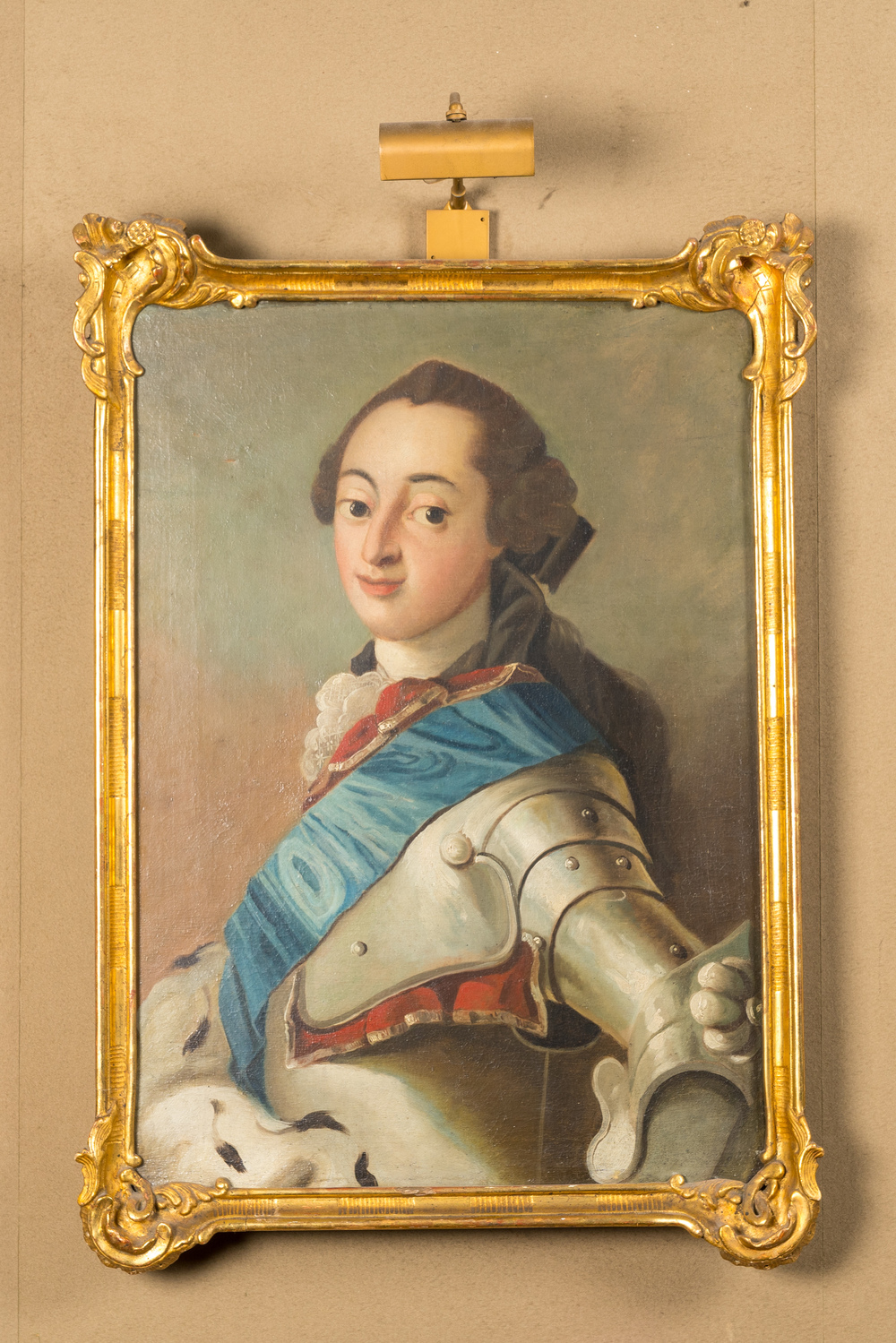 Ecole fran&ccedil;aise: 'Portrait de Frederick V', huile sur toile, 19&egrave;me
