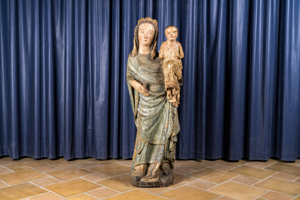 A polychrome oak Madonna with Child, 16th C.