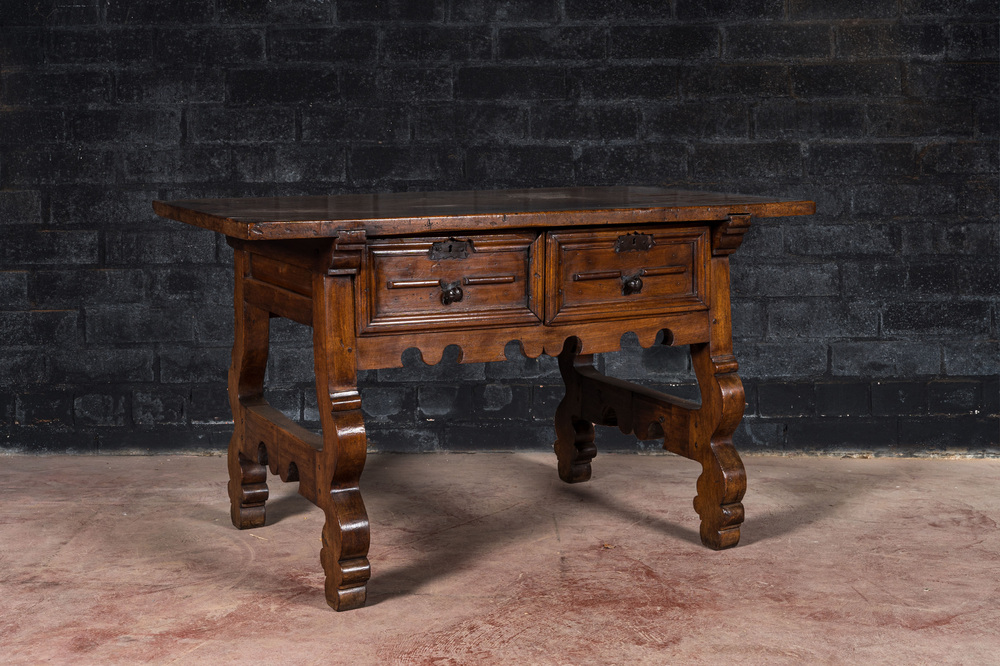 A Spanish walnut table, 18th C. and later