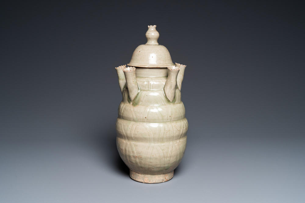 A rare Chinese Yueyao covered urn, probably Song