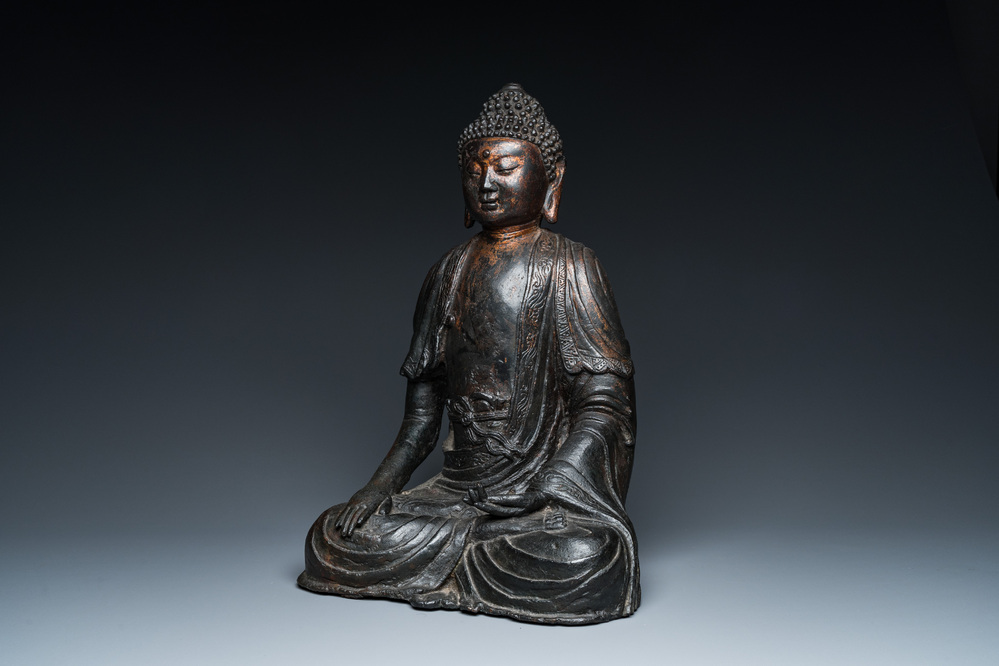 Grand Bouddha en bronze dor&eacute;, Sino-Tibet, Ming