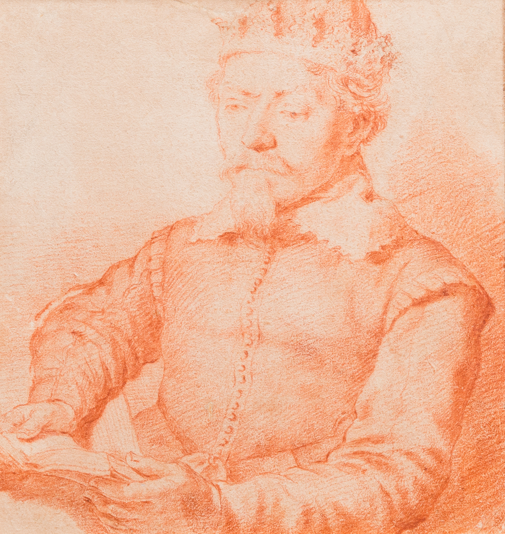 Cornelis Visscher II (1628-1658, toegeschr. aan): 'Portret van een koning', sanguine op papier