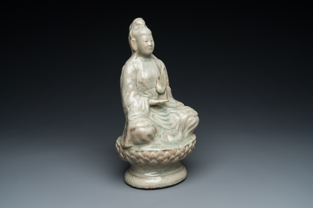 A celadon-glazed figure of Quan Am, North-Vietnam, 17/18th C.