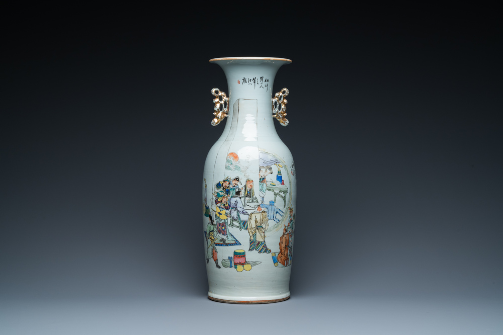 A Chinese qianjiang cai vase, signed Yu Xunmei 余恂美 and dated 1911, Tongzhi mark