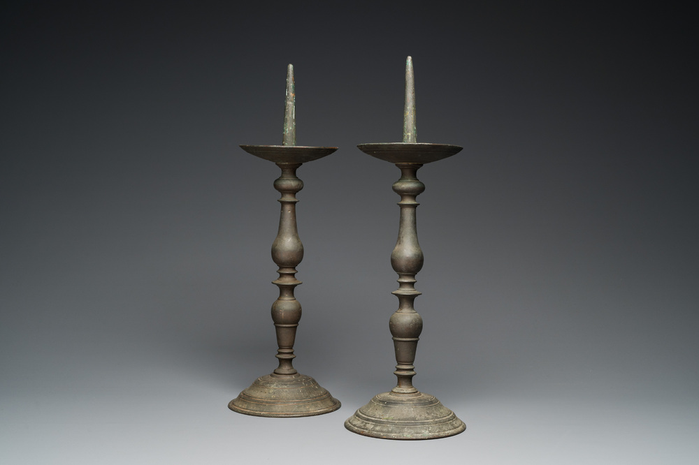 18th century brass altar pricket candlesticks