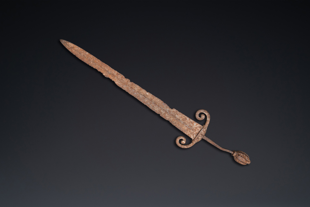 An archeologically excavated Italian bronze sword, found in the south of France, 16th C.
