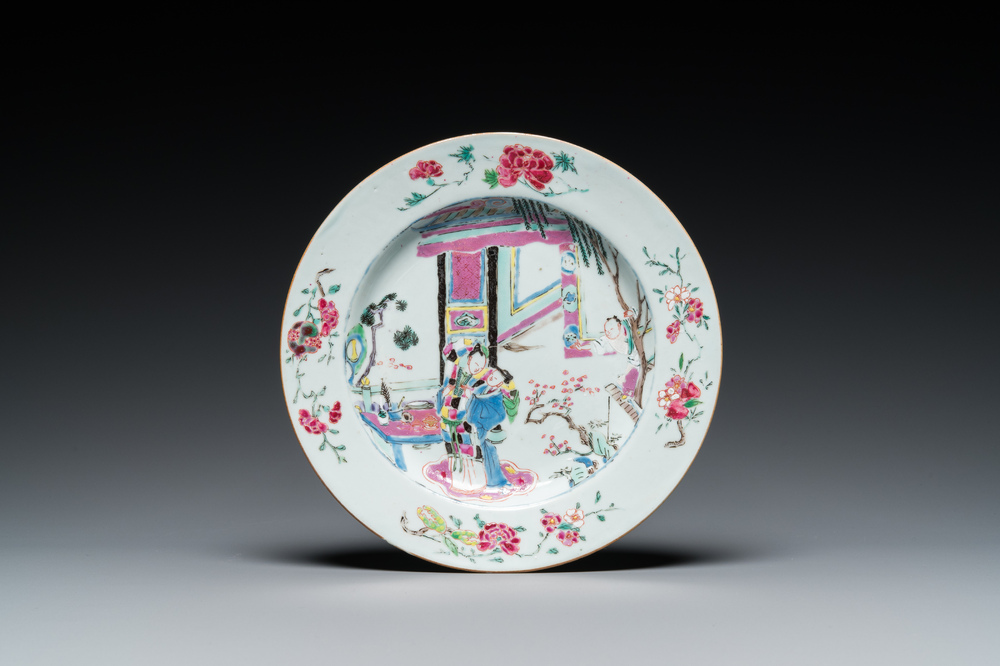 A Chinese famille rose 'Xi Xiang Ji' plate, Yongzheng