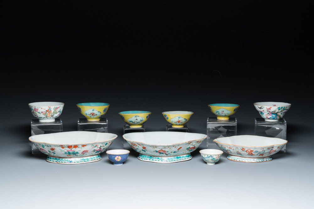 Eleven Chinese famille rose bowls, 19/20th C.