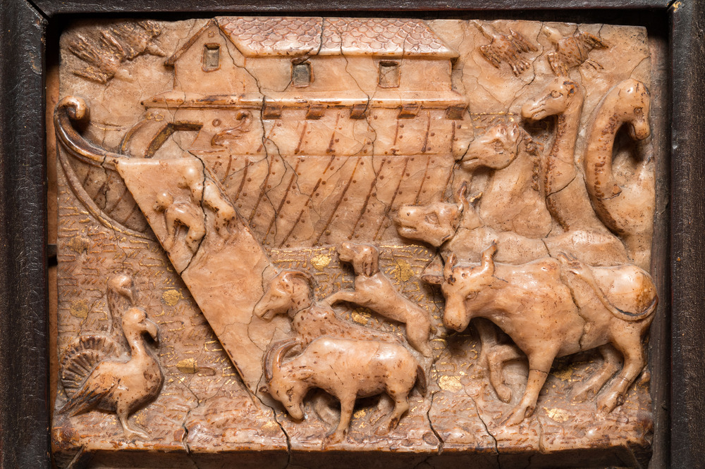 A Malines alabaster relief carving depicting Noah's Ark, Flanders, late 16th C.