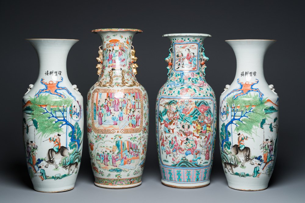 Four Chinese famille rose vases, 19/20th C.