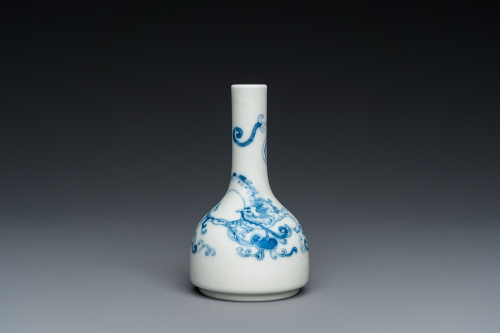 A Chinese blue and white 'dragon' bottle vase, Yongzheng mark, probably Republic