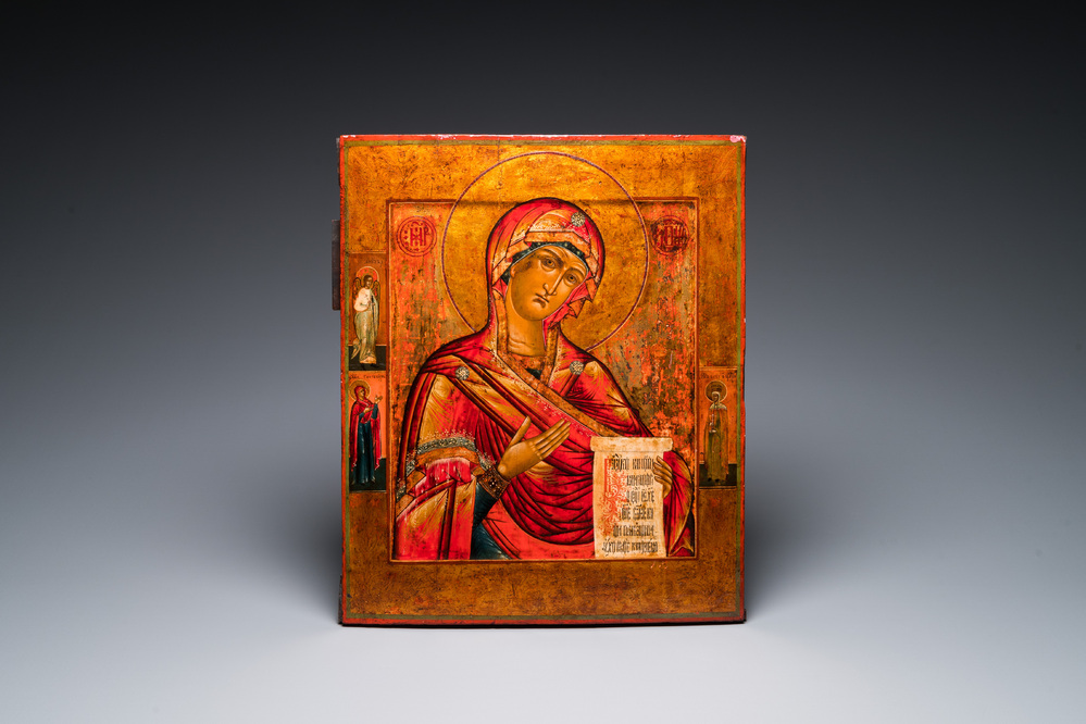 A Russian 'Mother of God' icon from a Deisis-tryptich, 18/19th C.