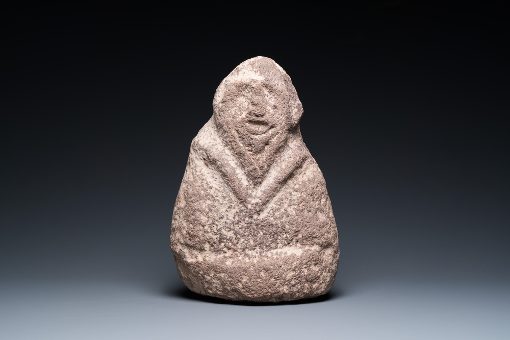 An anthropomorphic stone sculpture or Kurgan stele, Mesopotamia or Eastern Europe, probably 2nd millennium b.C.