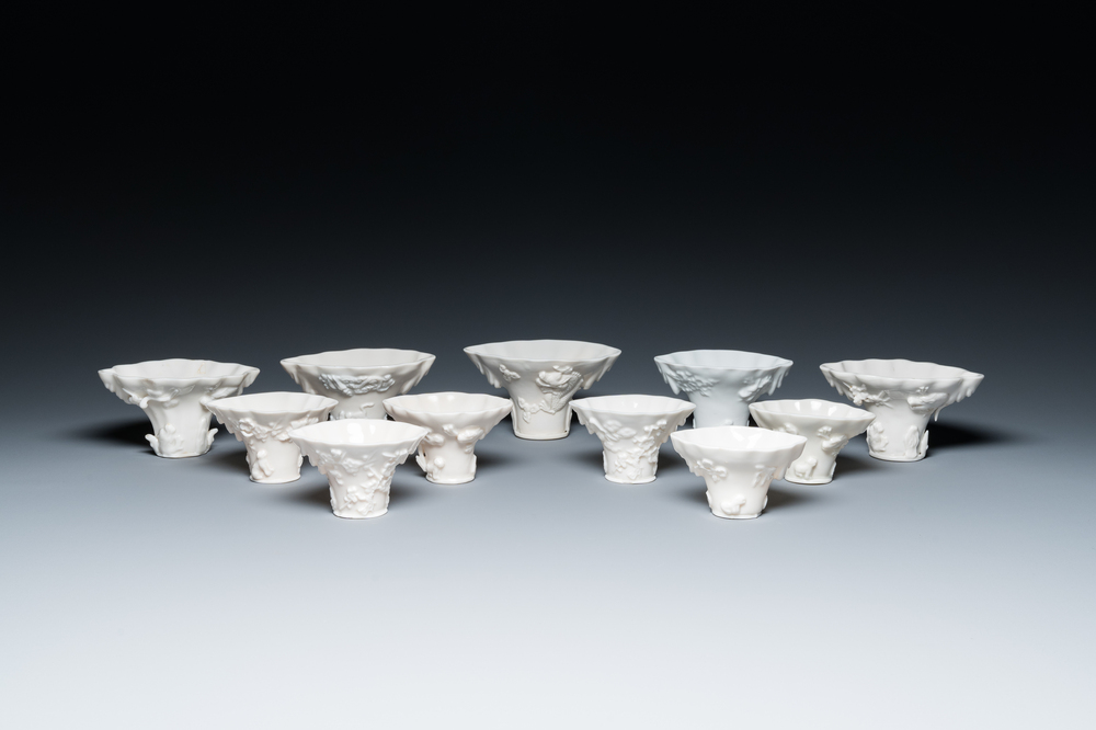 Eleven Chinese Dehua blanc de Chine cups, 17th C. and later