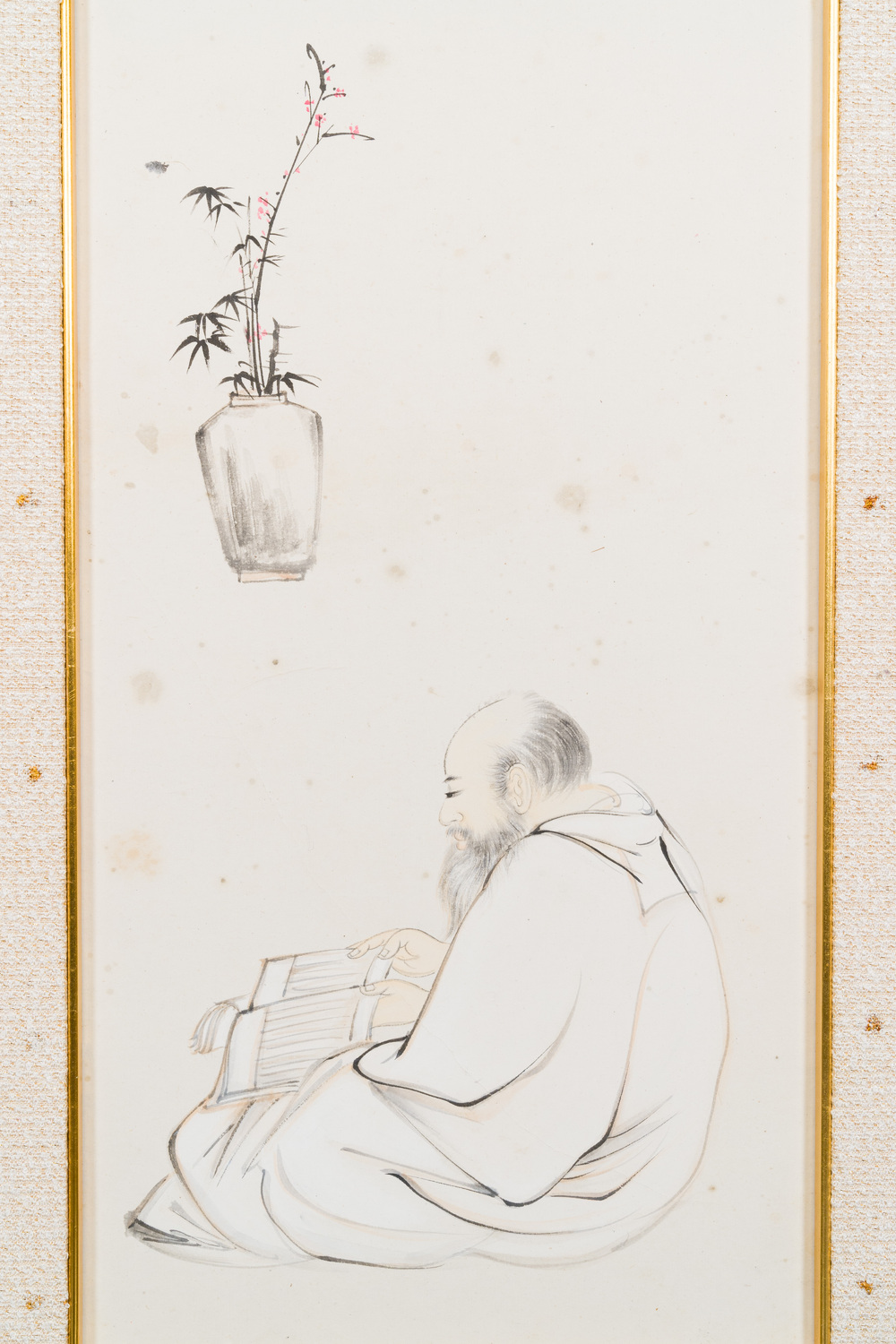 Ecole chinoise, sign&eacute; Zhang Daqian 張大千 (1898-1983): 'Un sage et calligraphie', encre et couleurs sur papier, dat&eacute; 1957