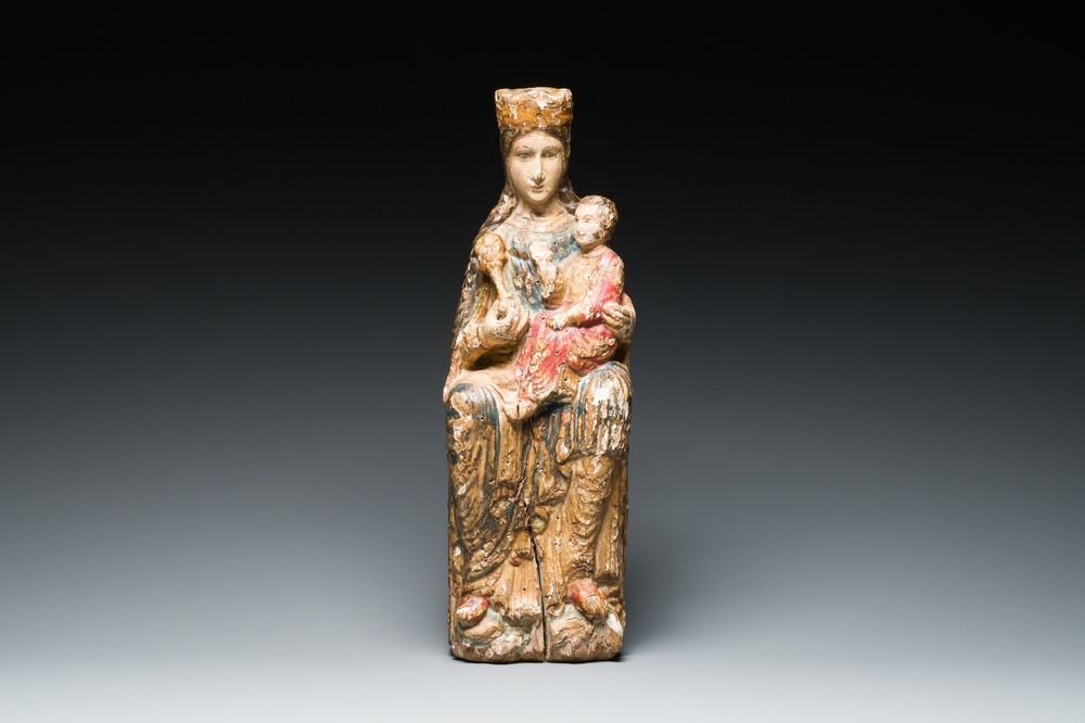 A polychromed wood Sedes Sapientiae sculpture, probably France, 15th C.