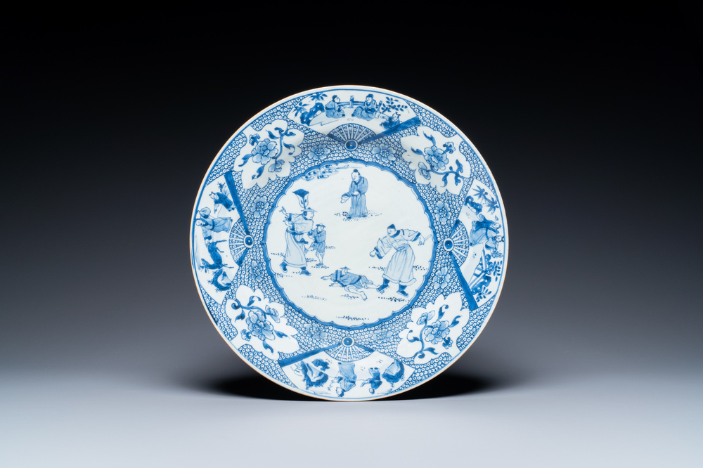 A Chinese blue and white 'capital punishment' dish, Yongzheng/Qianlong
