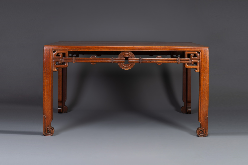 A large rectangular Chinese huanghuali wooden table, 19/20th C. - Rob ...