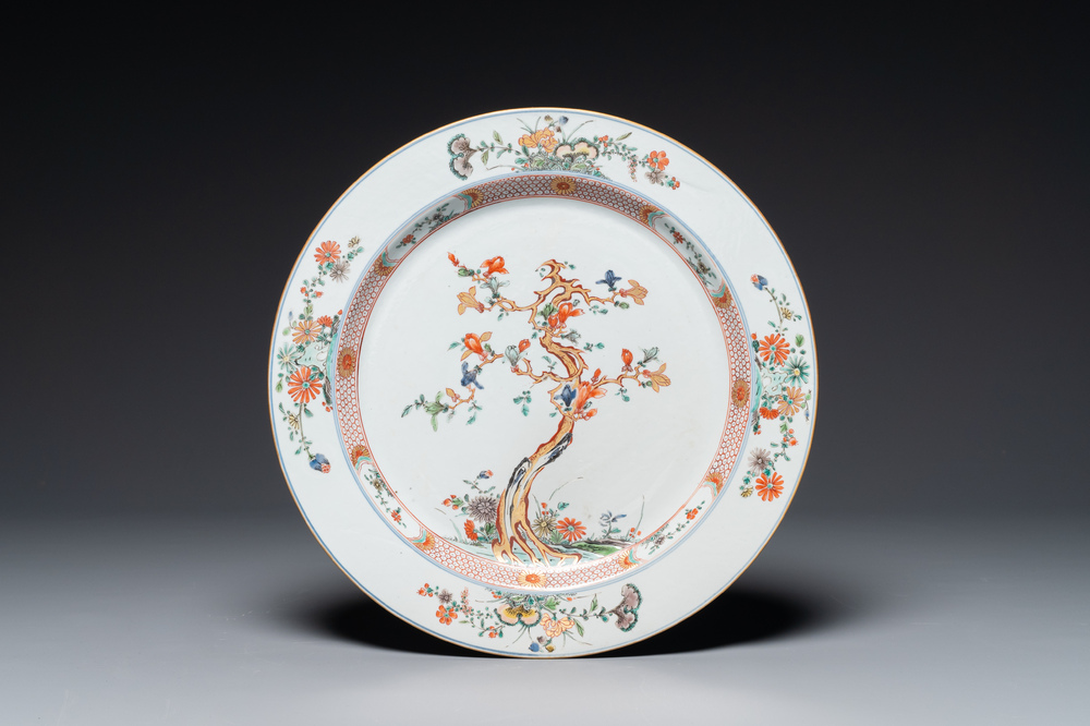 A Chinese famille verte 'magnolia' dish, Kangxi