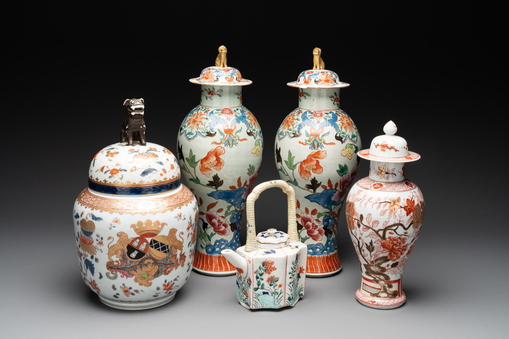 Five Chinese-style porcelain wares, Samson, Paris, 19th C.