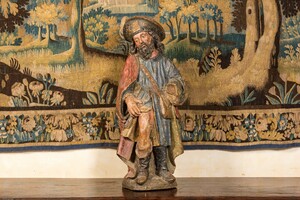Saint Roch en bois sculpté et polychromé, Sud de la France ou Espagne, 16ème