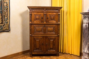 A Flemish oak five-door cupboard, 17th C.