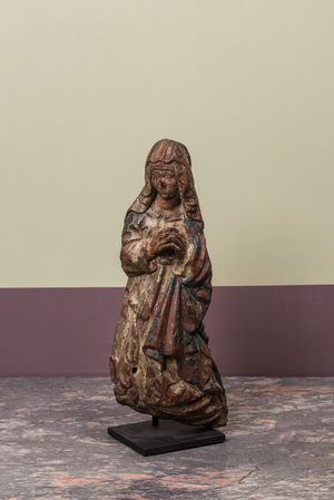 Vierge de l’Annonciation en noyer polychromé, Pays-Bas méridionaux, 1ère moitié du 16ème