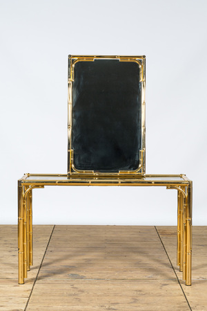 A brass Hollywood Regency-style console with matching mirror, Italy, 20th C.