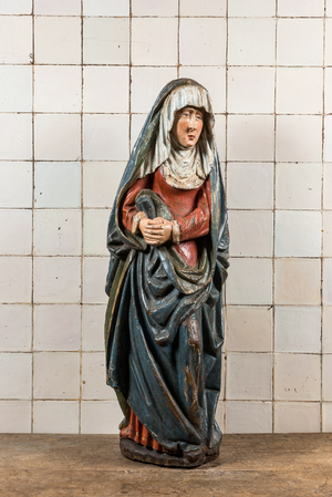 A polychrome oak Virgin from a calvary, Flanders, 16th C.