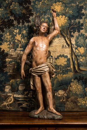 Grand Saint Sébastien en bois sculpté et polychromé, Allemagne, 16ème
