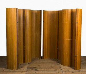 Paire de paravents pliables en bois, ateliers de Behres, Hannover, Allemagne, début du 20ème
