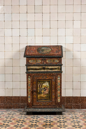 Secrétaire en bois peint de type 'Hindelooper', la Frise, Pays-Bas, 18ème