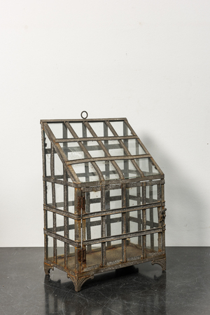 A zinc and glass greenhouse cabinet, France, 19th C.