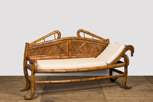 An oriental bamboo sofa-bed, 20th C.