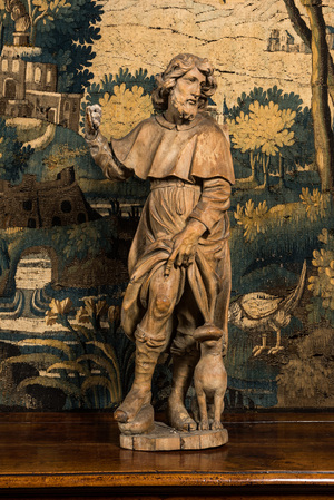 Saint Roch au chien en bois sculpté, 17ème