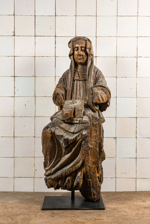 A walnut sculpture of Bridget of Sweden, early 16th C.