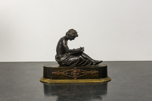 Sculpture en bronze d'un philosophe d'après l'antique, 19ème