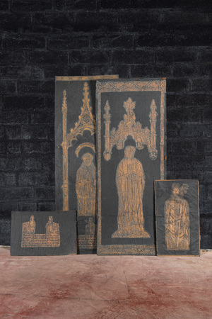 Quatre impressions de pierres tombales gothiques, Angleterre, 19ème