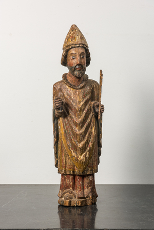 Saint Pierre en bois sculpté et polychromé, 17ème