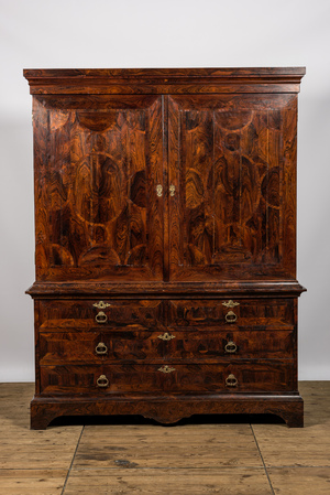 A Flemish rosewood veneered star marquetry cabinet, ca. 1700