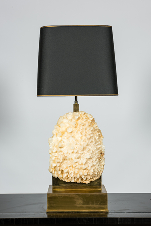 Lampe de table en cuivre monté d'un rocher de quartz, 2ème moitié du 20ème