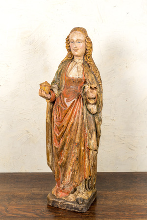 Sainte femme myrophore en noyer sculpté et polychromé, Allemagne, Rhin inférieur, début du 16ème