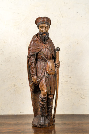 A polychrome oak wooden Saint Roch, Flanders, ca. 1500