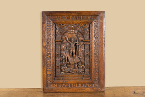 Panneau en chêne sculpté à décor de la 'Résurrection', début du 17ème