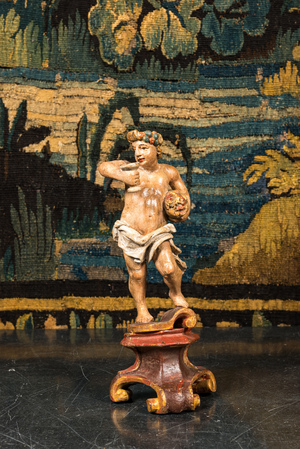 Bacchus en bois sculpté et polychromé, 18ème