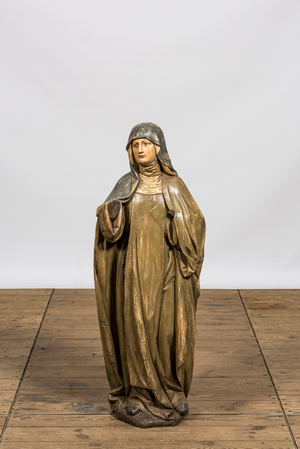 Figure de Thérèse d'Avila en bois polychrome, 19ème