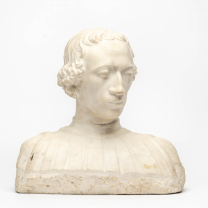 Buste d'homme de style Renaissance en marbre blanc, Italie, 20ème